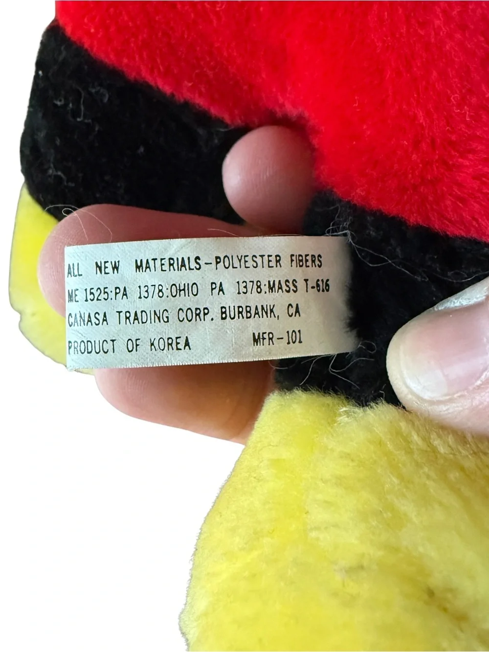 Vintage Disney Mickey Mouse Plush Canasa Korea Disneyland Walt Disney World